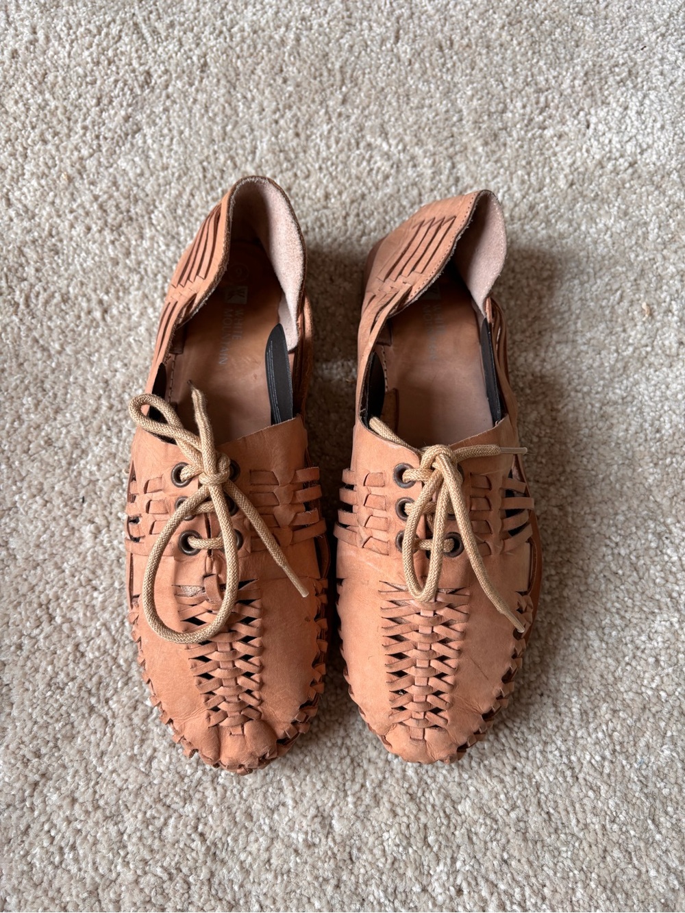 White Mountain Tan Leather Huarache Lace Up Flats Women’s Size 6 Boho Comfort